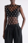 Isabel Marant Elicy Embellished Tulle Top In Black