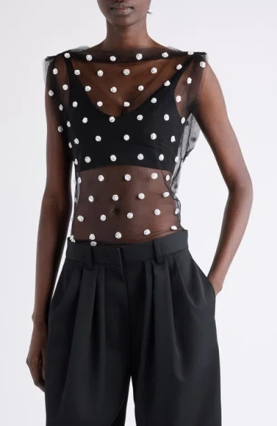 Isabel Marant Elicy Embellished Tulle Top In Black