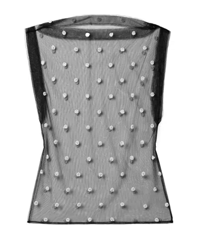 Isabel Marant Elicy Embellished Tulle Tank In Black