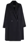 Isabel Marant Elise Gb Medium-length Blue Wool-blend Elise Coat In Black