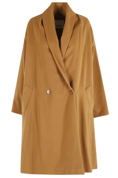 Isabel Marant Elise Gb Medium-length Camel Wool-blend Coat In Brown