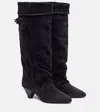 Isabel Marant Suede Knee Length Boots With Cone Heel