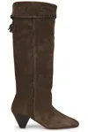 Isabel Marant Elita Suede Knee-high Boots In Brown