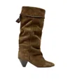 Isabel Marant Elita Draped Suede Calfskin Leather Boots In Brown