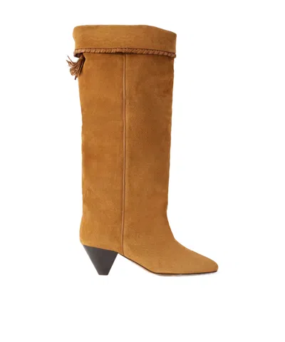 Isabel Marant Elita Tasseled Leather-trimmed Suede Knee Boots In Multi