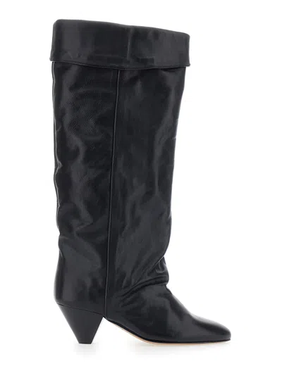 Isabel Marant Elita-gz Leather Boots With 7cm Heel In Black