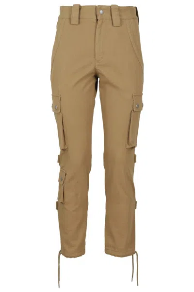 Isabel Marant Elodie Bronze Cotton Trousers With Utility-inspired Design