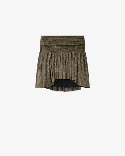 Isabel Marant Eloise Smocked Metallic-effect Skirt In Brown