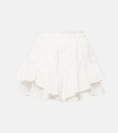 Isabel Marant Elsa Embroidered Ramie Shorts In 白色