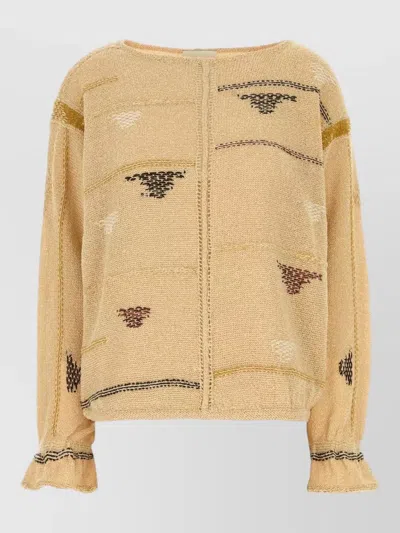 Isabel Marant Elyron Linen Blend Sweater Geometric Knit In Yellow