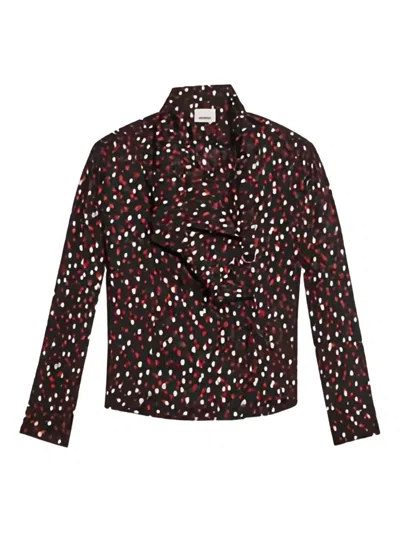 ISABEL MARANT EMANY RUFFLED POLKA-DOT TOP