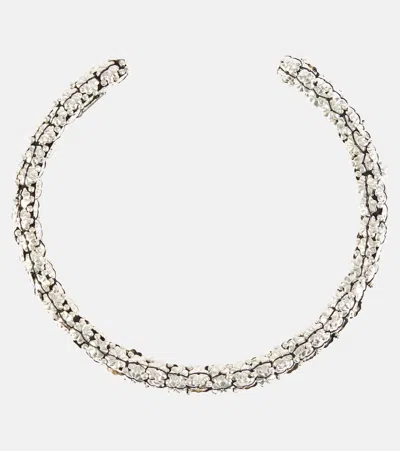 Isabel Marant Embellished Brass Necklace In Black/silver
