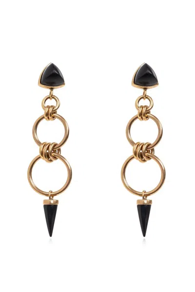 Isabel Marant Engraved Logo Earrings In Gold