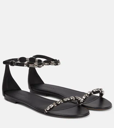 ISABEL MARANT EMBELLISHED LEATHER SANDALS