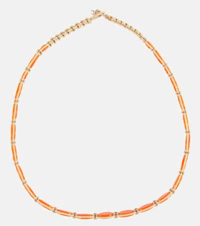 Isabel Marant Embellished Necklace In Orange/silver
