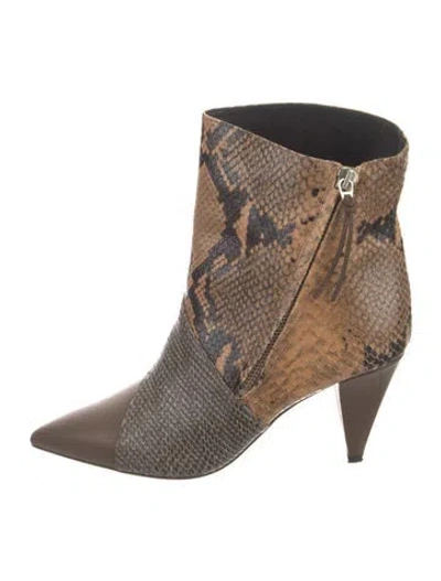 Pre-owned Isabel Marant Embossed Leather Animal Print Boots In Green