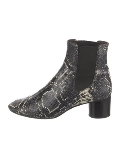 Pre-owned Isabel Marant Embossed Leather Animal Print Chelsea Boots In Multi