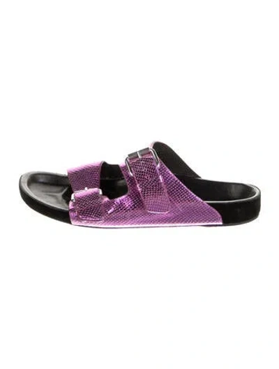 Pre-owned Isabel Marant Embossed Leather Animal Print Slides