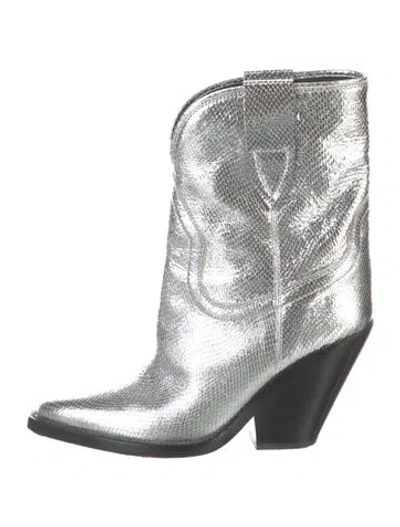 Pre-owned Isabel Marant Embossed Leather Animal Print Western Boots