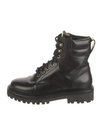Pre-owned Isabel Marant Embossed Leather Combat Boots In Black