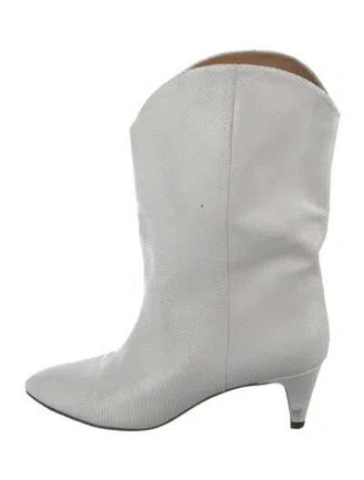 Pre-owned Isabel Marant Embossed Leather Western Boots In White
