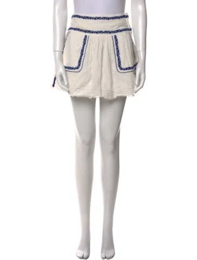 Pre-owned Isabel Marant Embroidered Accent Mini Skirt In White