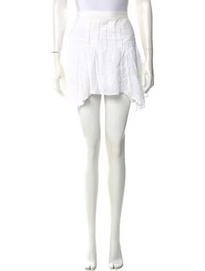 Pre-owned Isabel Marant Embroidered Accent Mini Skirt In White