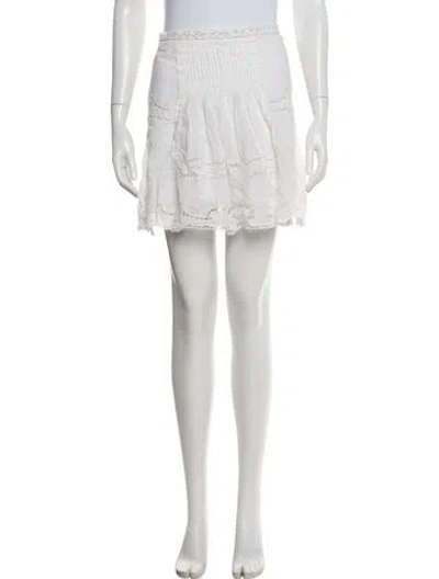 Pre-owned Isabel Marant Embroidered Accent Mini Skirt In White