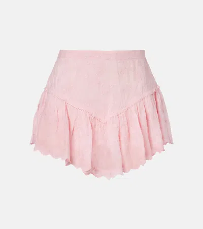 Isabel Marant Zoelia Light Pink Shorts With Embroidery In Neutral