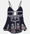 Isabel Marant Embroidered Cotton-blend Camisole Top In Blue