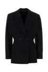 Isabel Marant Maia Double-breasted Pinstriped Cotton-blend Herringbone Blazer In Black