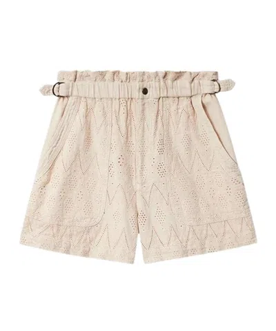 Isabel Marant Embroidered Cotton Shorts In Neutral