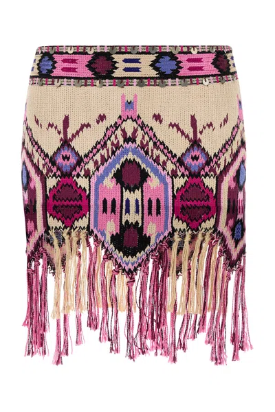 Isabel Marant Embroidered Cotton Yolana Skirt In Multi