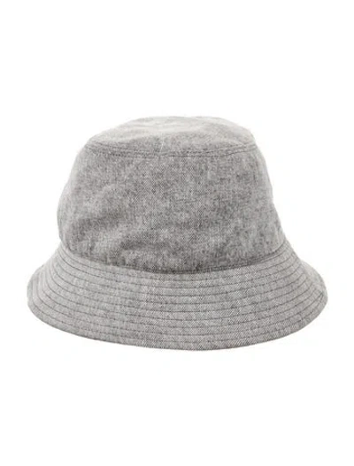 Pre-owned Isabel Marant Embroidered Denim Bucket Hat In Gray