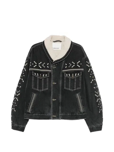 Isabel Marant Embroidered Denim Jacket In Black