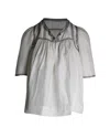 Isabel Marant Embroidered Detail Blouse In White Silk In White