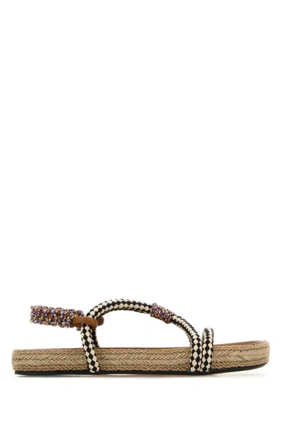 Isabel Marant Embroidered Fabric Waltee Sandals In Beige