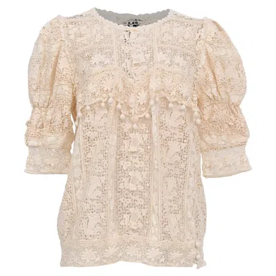 Pre-owned Isabel Marant Embroidered Lace Blouse In Ivory Cotton In White
