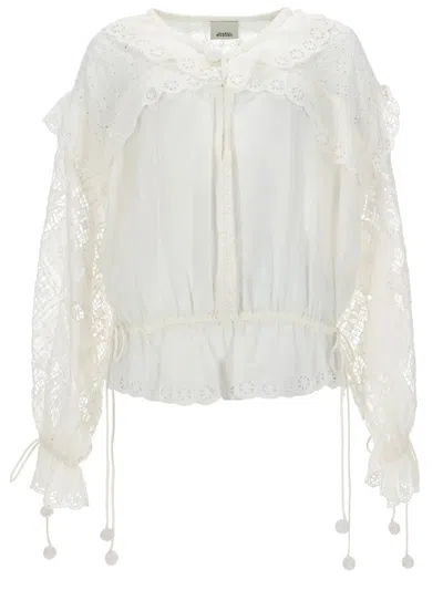 Isabel Marant Embroidered Lace Long Sleeve Blouse In Multi