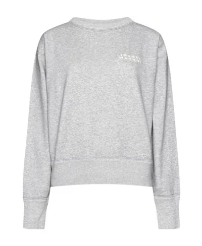 Isabel Marant Embroidered-logo Crew-neck Sweatshirt In White