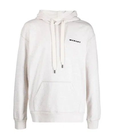 Isabel Marant Embroidered-logo Drawstring Hoodie In White