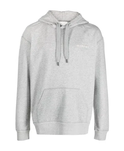 Isabel Marant Embroidered-logo Drawstring Hoodie In White