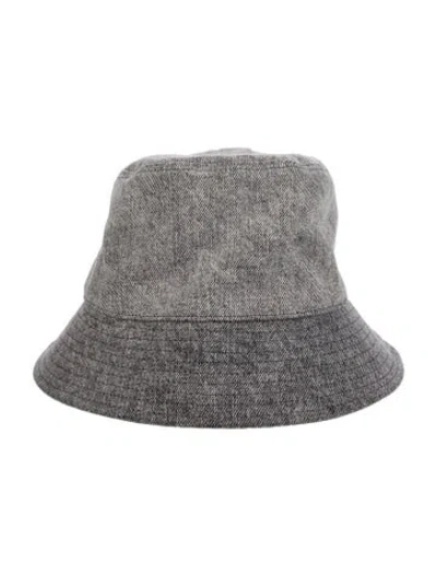 Pre-owned Isabel Marant Embroidered Logo Graphic Denim Bucket Hat In Grey