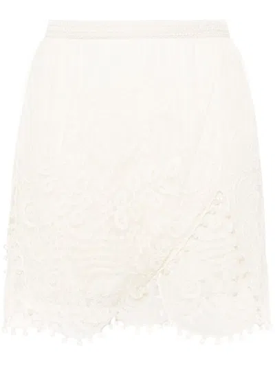 Isabel Marant Embroidered Mini Skirt In Neutral