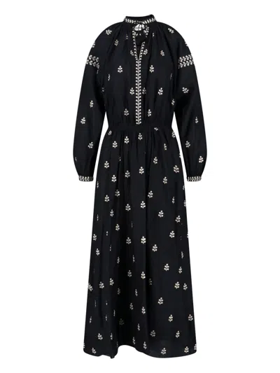 Isabel Marant Embroidered Silk Mini Dress In Black