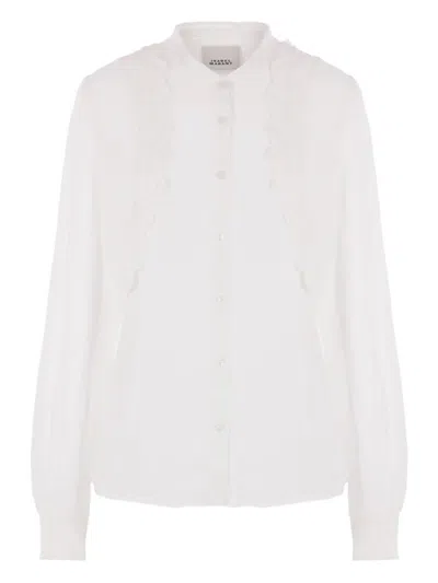 Isabel Marant Embroidered Silk Shirt In White