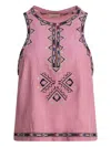 Isabel Marant Embroidered Sleeveless Tank Top In Purple