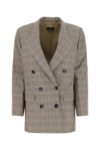 Isabel Marant Nevim Checked Double-breasted Crepe Blazer In Multicolor