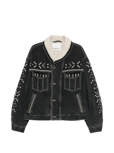 Isabel Marant Embroidered-design Denim Jacket In Black