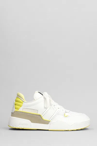 Isabel Marant Emree Sneakers In White Suede And Leather In Liye Light Yellow